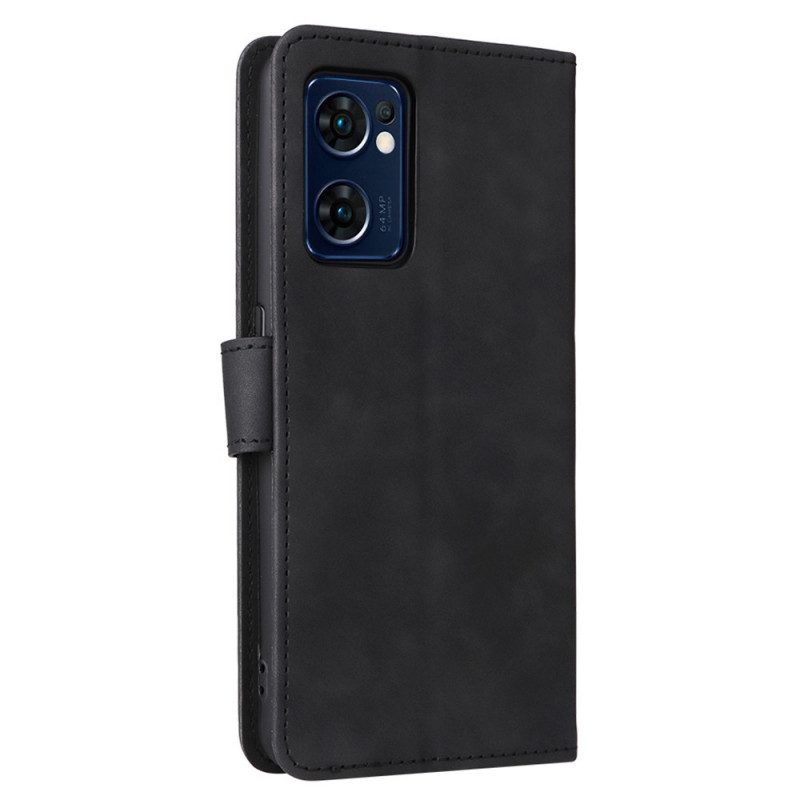 Folio Cover Oppo Find X5 Lite Cinturino Effetto Pelle Tinta Unita