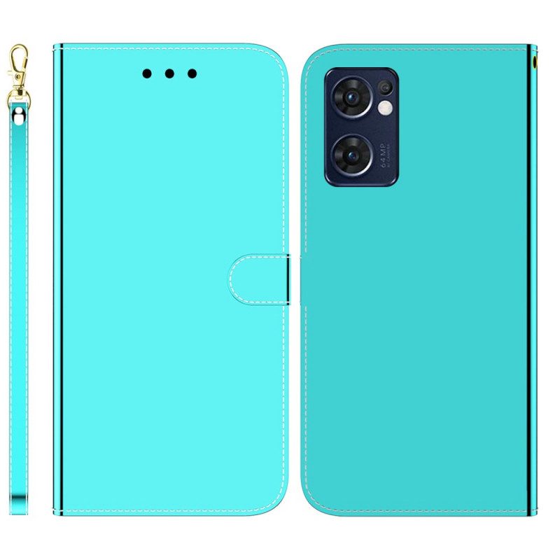 Folio Cover Oppo Find X5 Lite Copri Specchietto In Ecopelle