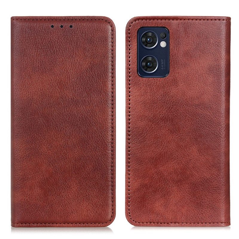 Folio Cover Oppo Find X5 Lite Custodia in pelle Pelle Crosta Litchi