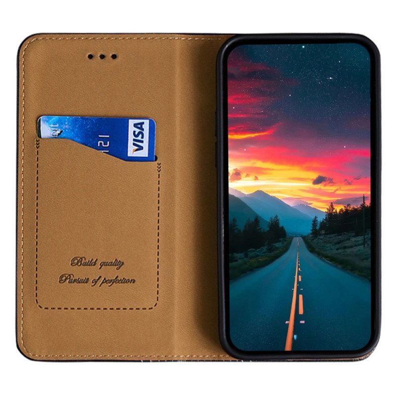 Folio Cover Oppo Find X5 Lite Custodia in pelle Cuciture In Pelle Crosta Litchi