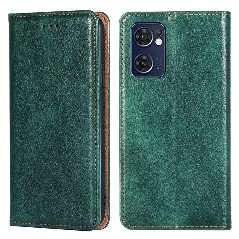 Folio Cover Oppo Find X5 Lite Custodia in pelle Cuciture In Ecopelle