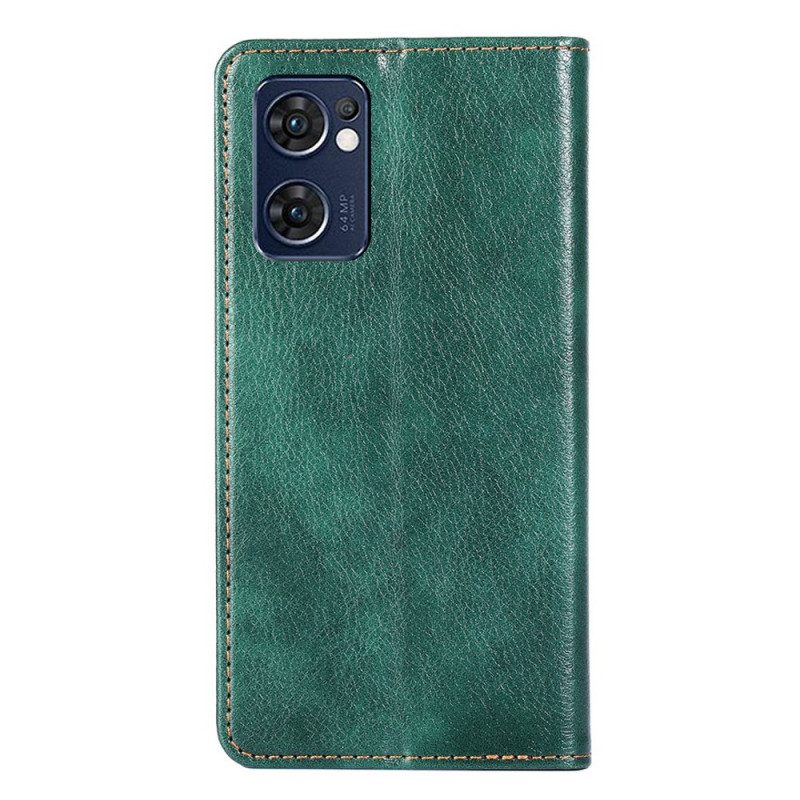 Folio Cover Oppo Find X5 Lite Custodia in pelle Cuciture In Ecopelle