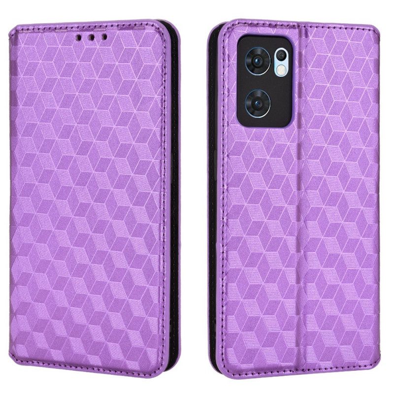 Folio Cover Oppo Find X5 Lite Custodia in pelle Effetto Pelle Diamante