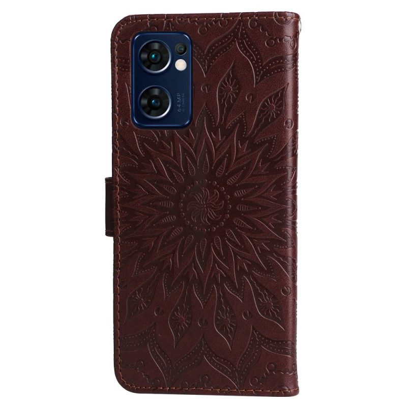 Folio Cover Oppo Find X5 Lite Mandala Del Sole Con Cinghie