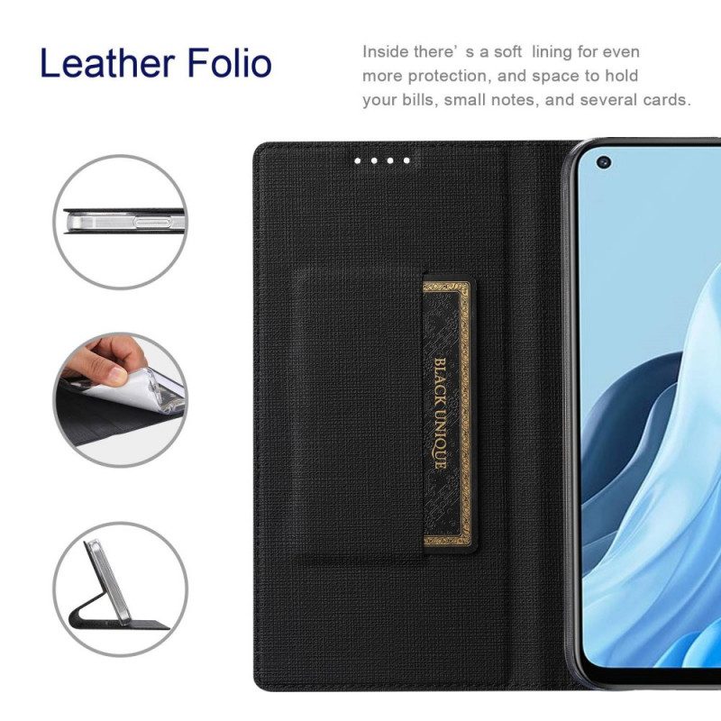 Folio Cover Oppo Find X5 Lite Struttura Del Tessuto Vili