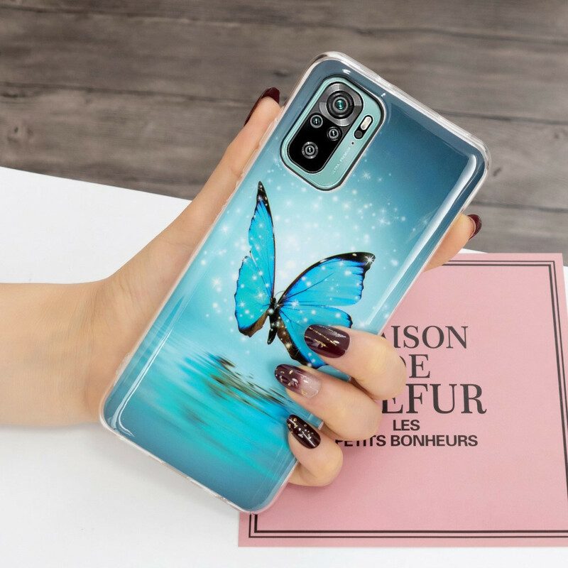 Cover Xiaomi Redmi Note 10 / 10S Farfalla Blu Fluorescente