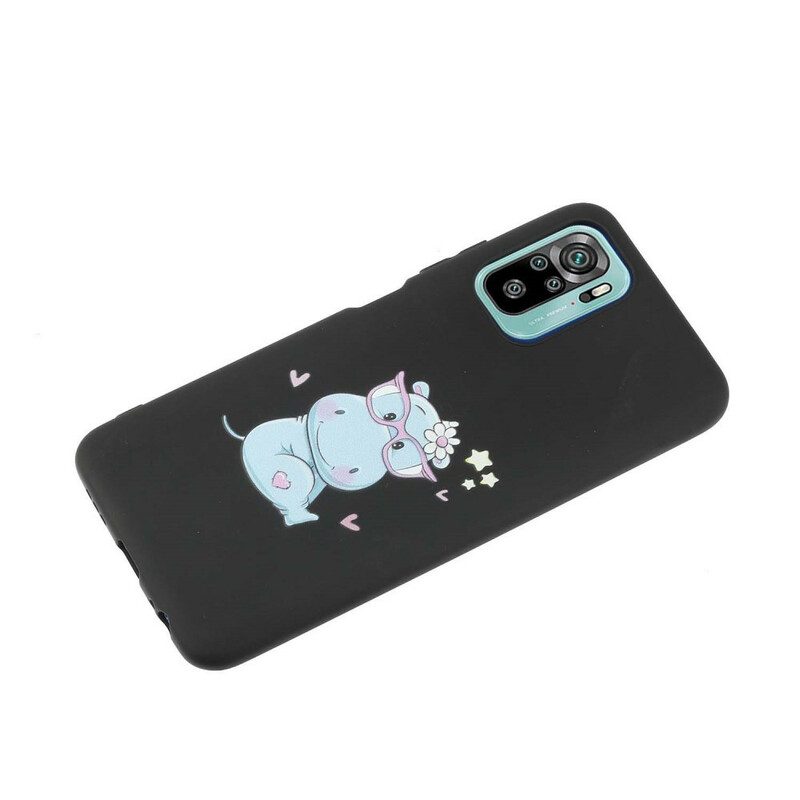 Cover Xiaomi Redmi Note 10 / 10S Ippopotamo Con Cordino Del Bacio