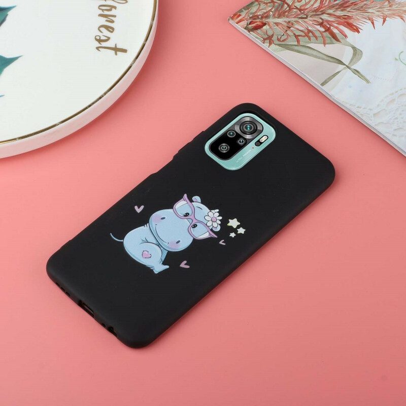 Cover Xiaomi Redmi Note 10 / 10S Ippopotamo Con Cordino Del Bacio