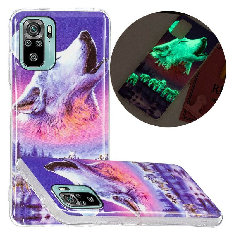 Cover Xiaomi Redmi Note 10 / 10S Serie Di Lupi Fluorescenti