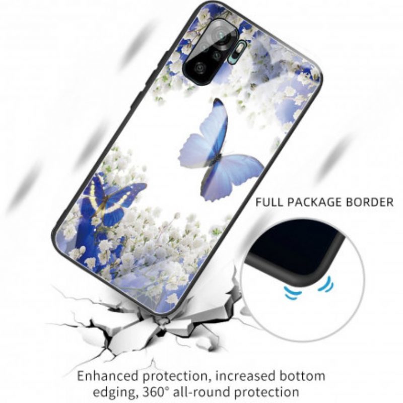 Cover Xiaomi Redmi Note 10 / 10S Vetro Temperato Design Farfalle