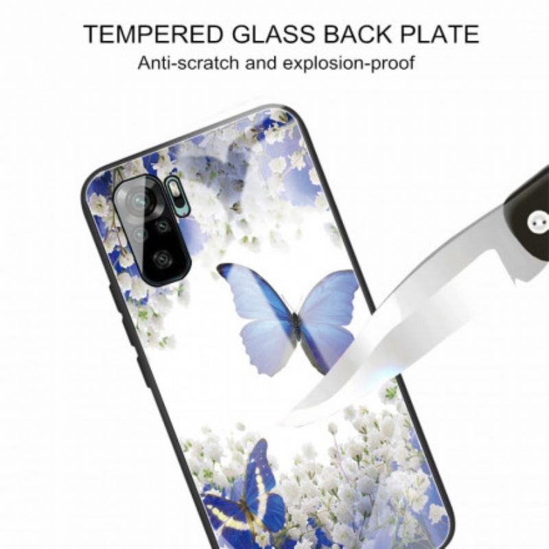 Cover Xiaomi Redmi Note 10 / 10S Vetro Temperato Design Farfalle