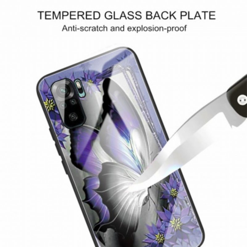 Cover Xiaomi Redmi Note 10 / 10S Vetro Temperato Farfalla Viola