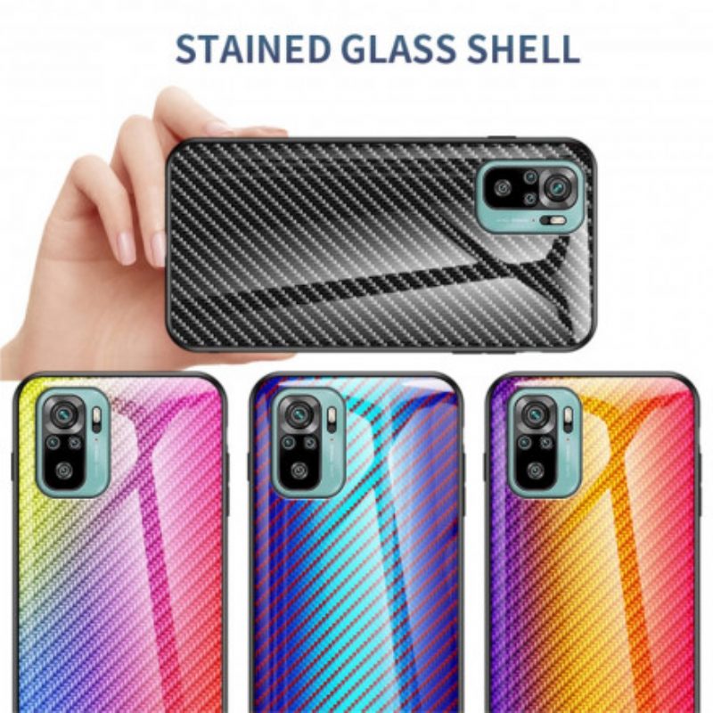 Cover Xiaomi Redmi Note 10 / 10S Vetro Temperato In Fibra Di Carbonio