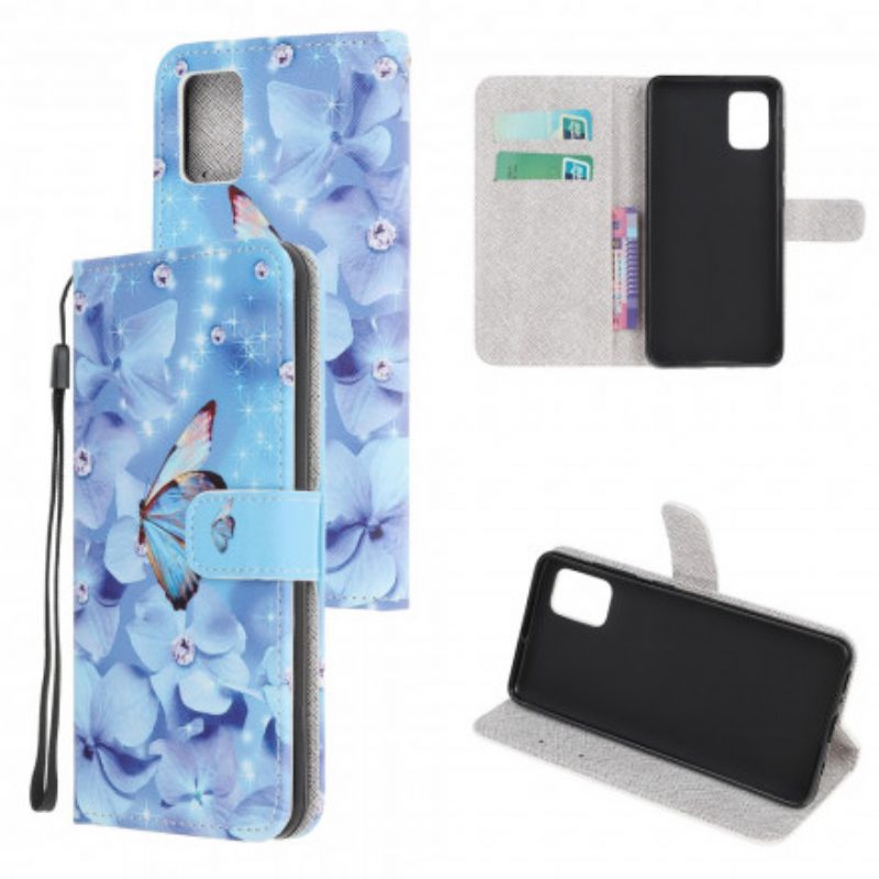 Custodia A Portafoglio Xiaomi Redmi Note 10 / 10S Farfalle Di Diamanti Strappy