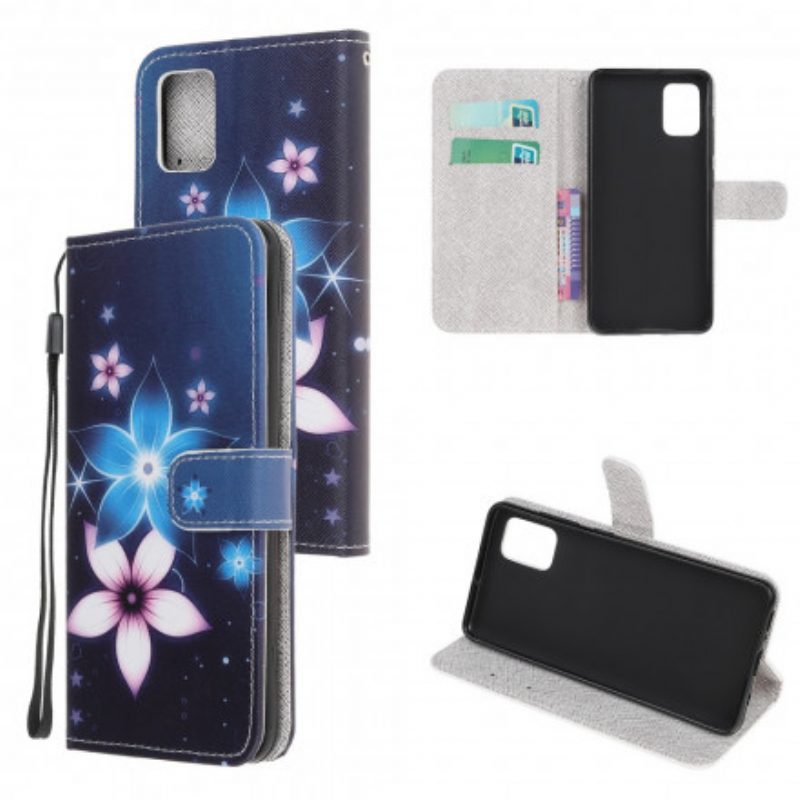 Custodia in pelle Xiaomi Redmi Note 10 / 10S Cinturino Lunare Fiori