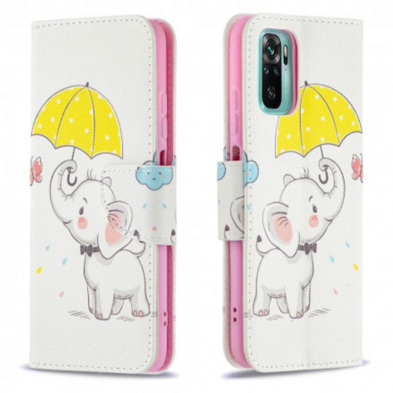 Custodia in pelle Xiaomi Redmi Note 10 / 10S Cucciolo Di Elefante