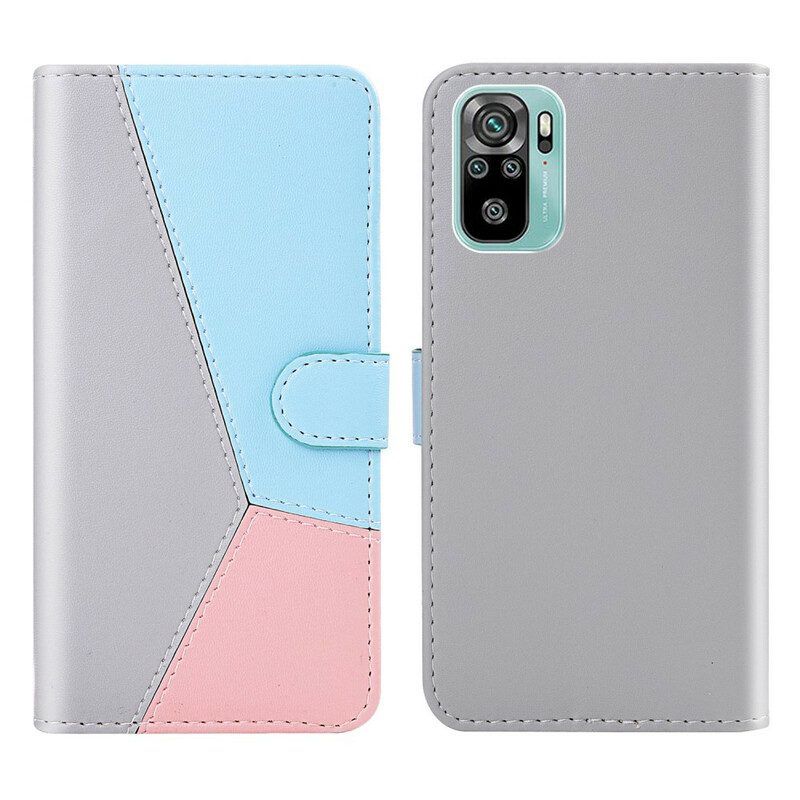 Custodia in pelle Xiaomi Redmi Note 10 / 10S Effetto Pelle Tricolore