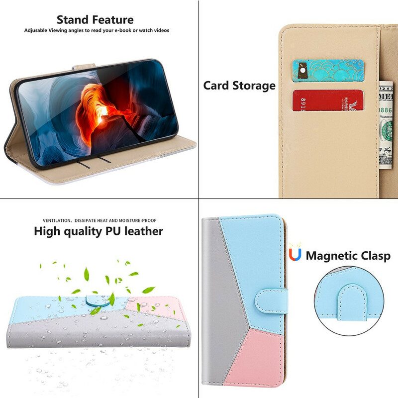 Custodia in pelle Xiaomi Redmi Note 10 / 10S Effetto Pelle Tricolore