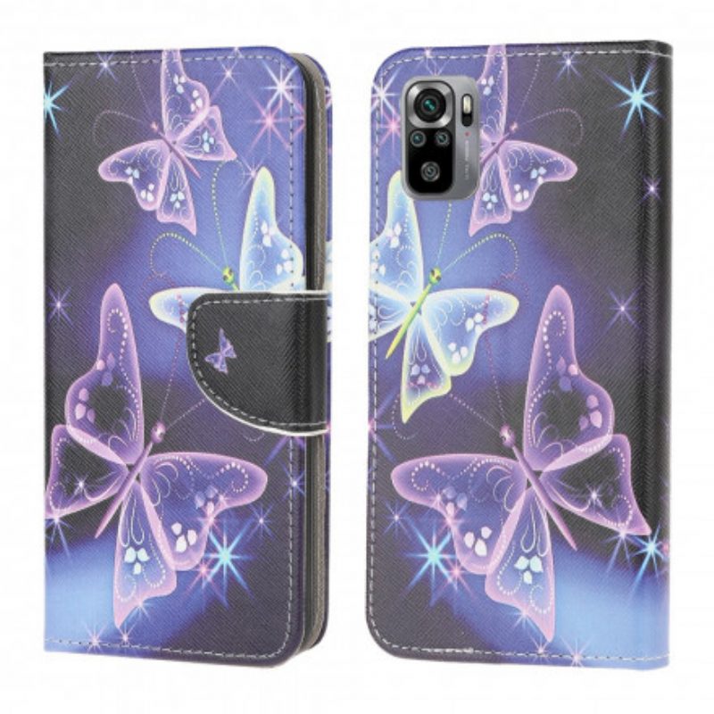 Custodia in pelle Xiaomi Redmi Note 10 / 10S Farfalle