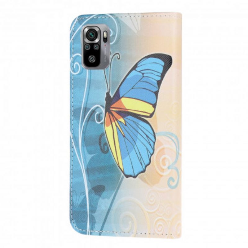 Custodia in pelle Xiaomi Redmi Note 10 / 10S Farfalle