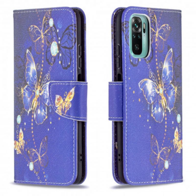 Custodia in pelle Xiaomi Redmi Note 10 / 10S Farfalle Dorate