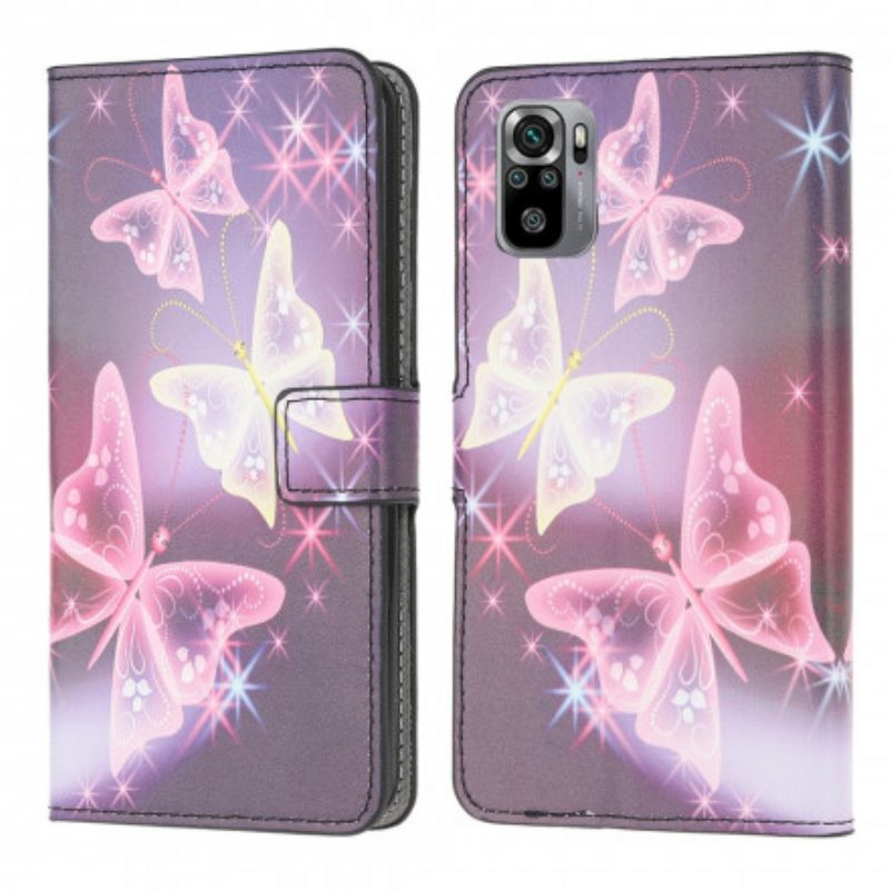 Custodia in pelle Xiaomi Redmi Note 10 / 10S Farfalle E Fiori