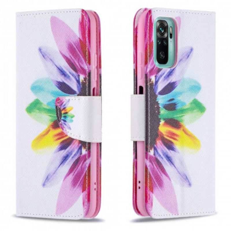 Custodia in pelle Xiaomi Redmi Note 10 / 10S Fiore Dell'acquerello