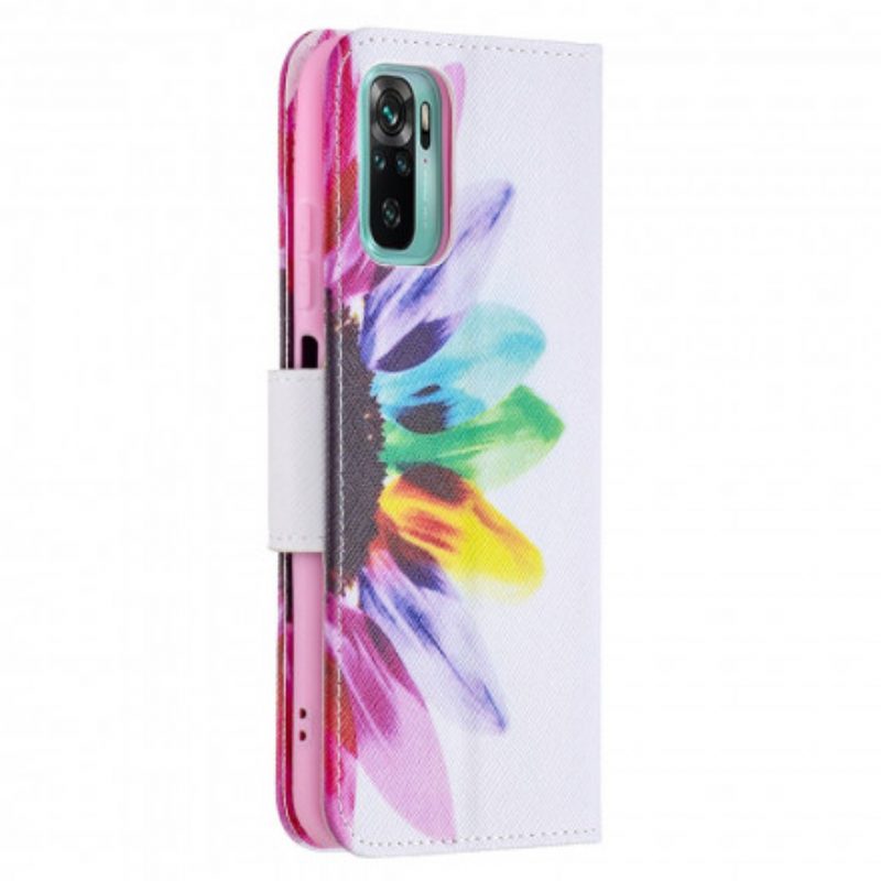 Custodia in pelle Xiaomi Redmi Note 10 / 10S Fiore Dell'acquerello