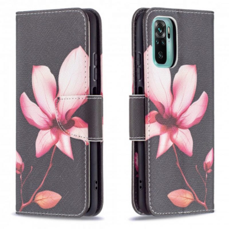 Custodia in pelle Xiaomi Redmi Note 10 / 10S Fiore Rosa