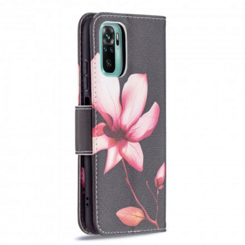 Custodia in pelle Xiaomi Redmi Note 10 / 10S Fiore Rosa