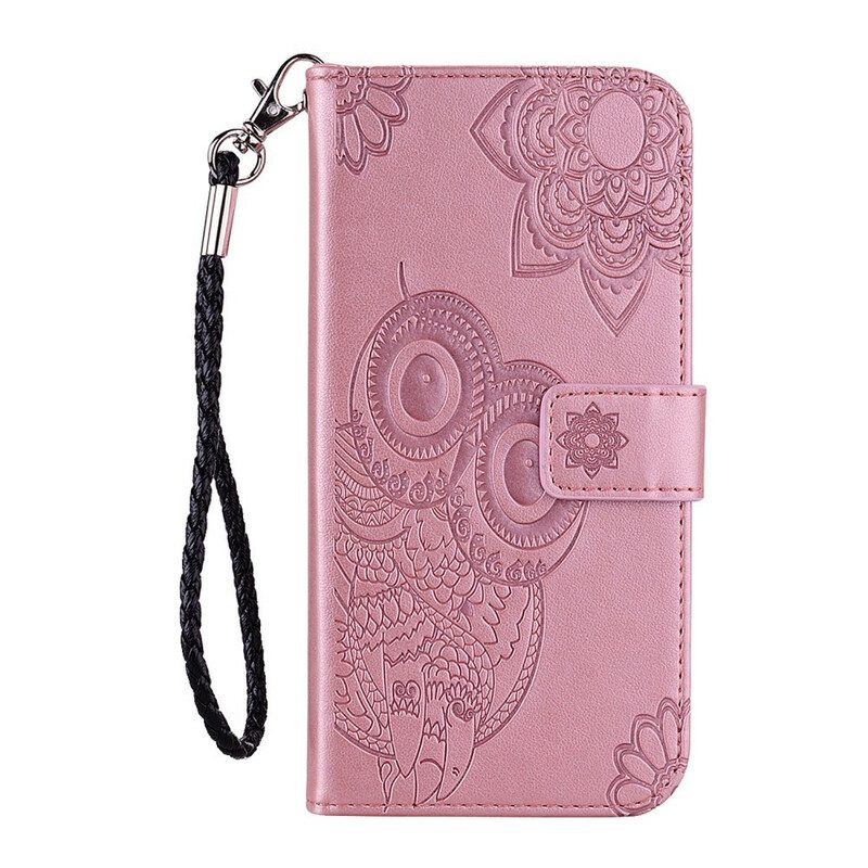 Custodia in pelle Xiaomi Redmi Note 10 / 10S Gufo Mandala E Cordino