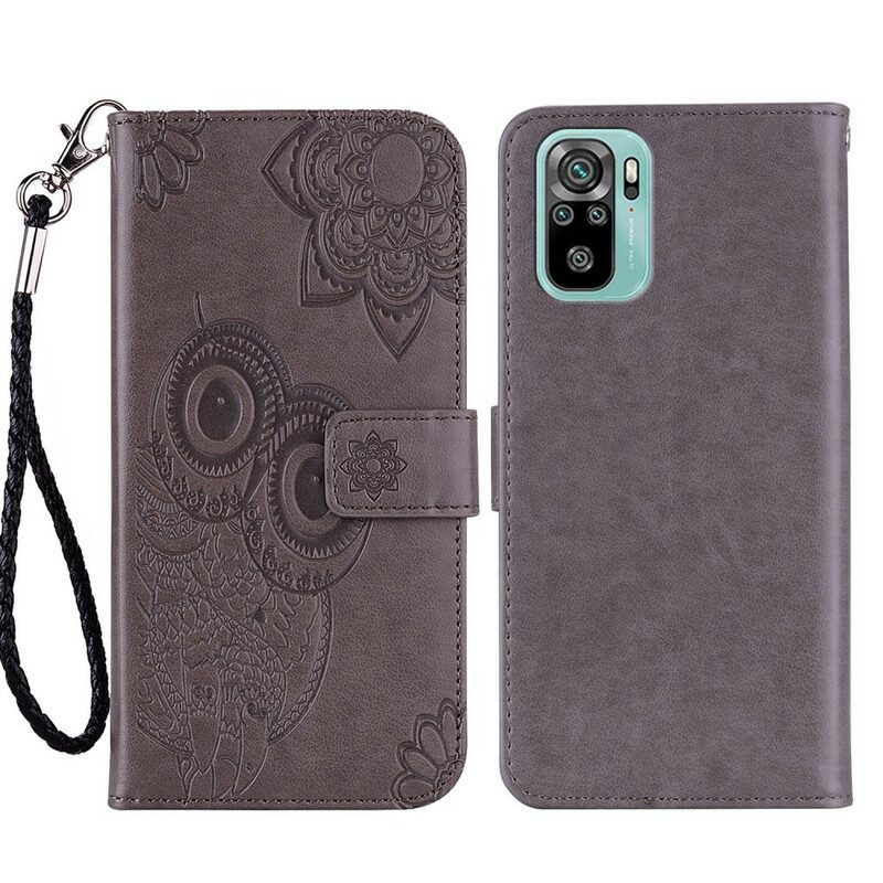 Custodia in pelle Xiaomi Redmi Note 10 / 10S Gufo Mandala E Cordino