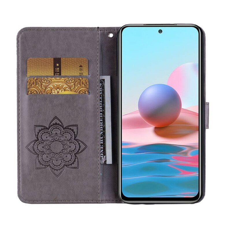 Custodia in pelle Xiaomi Redmi Note 10 / 10S Gufo Mandala E Cordino