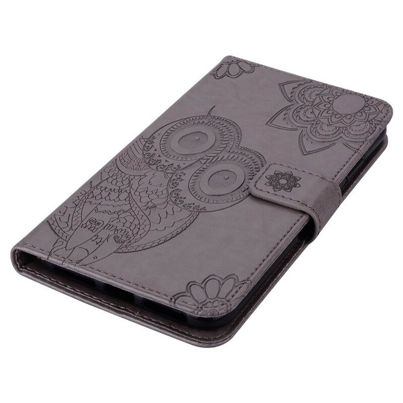 Custodia in pelle Xiaomi Redmi Note 10 / 10S Gufo Mandala E Cordino