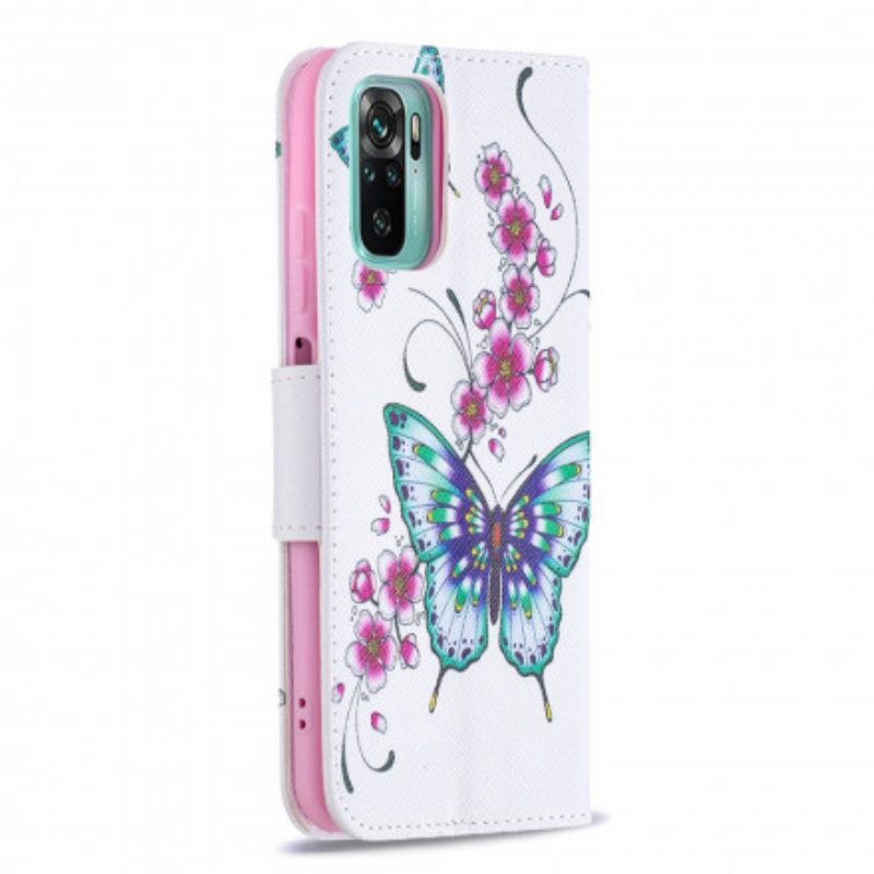 Custodia in pelle Xiaomi Redmi Note 10 / 10S Meravigliose Farfalle