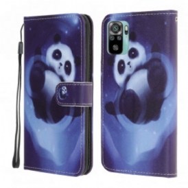 Custodia in pelle Xiaomi Redmi Note 10 / 10S Panda Space Con Cordino