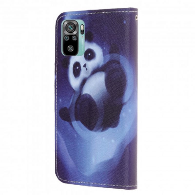 Custodia in pelle Xiaomi Redmi Note 10 / 10S Panda Space Con Cordino