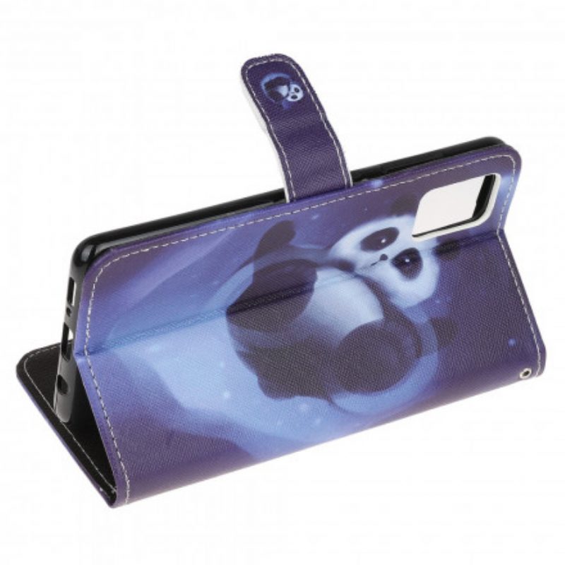 Custodia in pelle Xiaomi Redmi Note 10 / 10S Panda Space Con Cordino