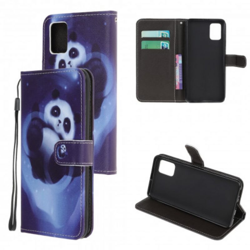 Custodia in pelle Xiaomi Redmi Note 10 / 10S Panda Space Con Cordino