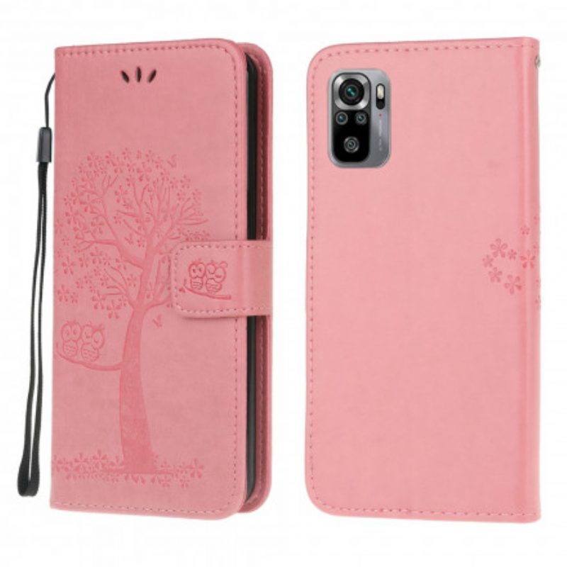 Custodia in pelle Xiaomi Redmi Note 10 / 10S Perizoma Albero E Gufi