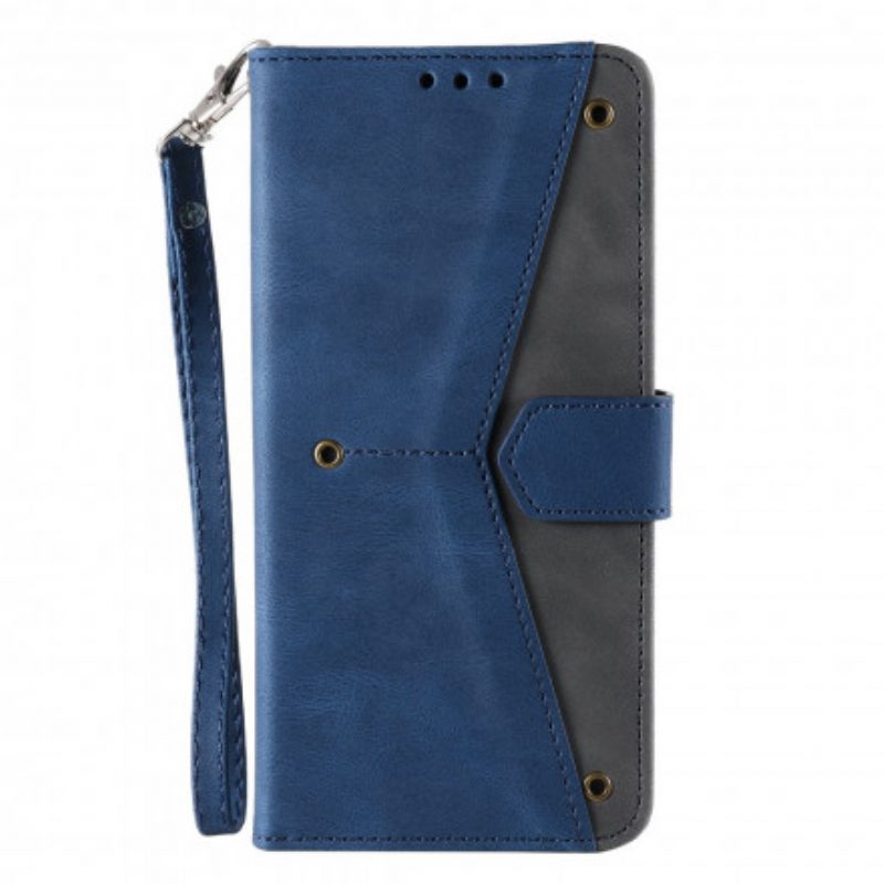 Custodia in pelle Xiaomi Redmi Note 10 / 10S Rivetti Bicolore In Ecopelle