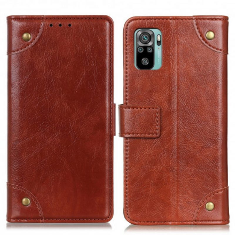 Custodia in pelle Xiaomi Redmi Note 10 / 10S Rivetti Vintage In Pelle Nappa Stile