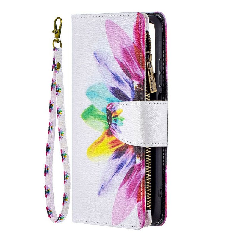 Custodia in pelle Xiaomi Redmi Note 10 / 10S Tasca Con Zip A Fiore