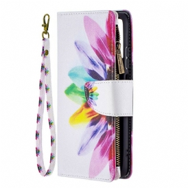 Custodia in pelle Xiaomi Redmi Note 10 / 10S Tasca Con Zip A Fiore