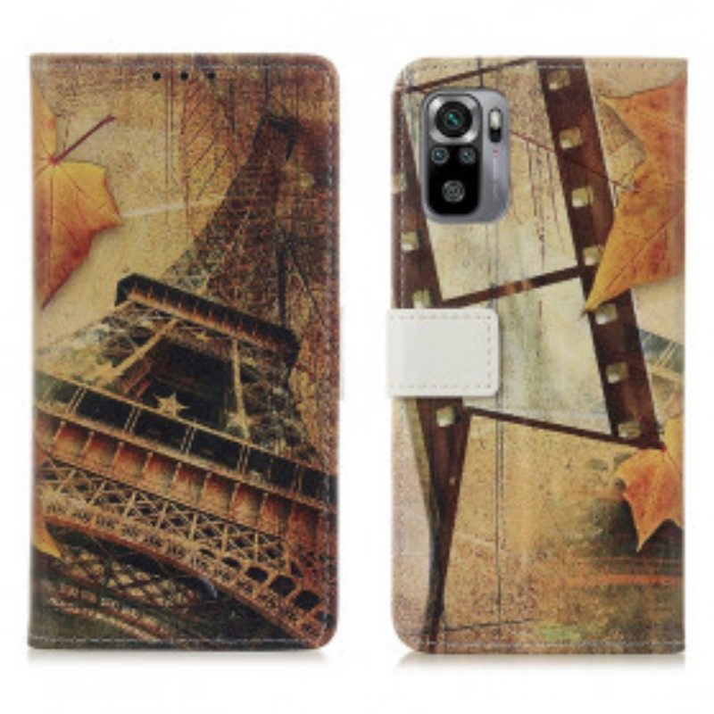 Custodia in pelle Xiaomi Redmi Note 10 / 10S Torre Eiffel In Autunno