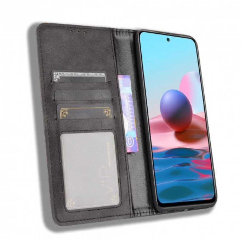 Folio Cover Xiaomi Redmi Note 10 / 10S Custodia in pelle Effetto Pelle Vintage Stilizzato