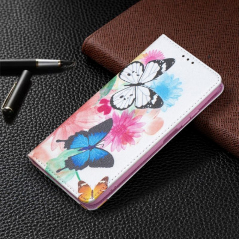 Folio Cover Xiaomi Redmi Note 10 / 10S Custodia in pelle Farfalle Colorate