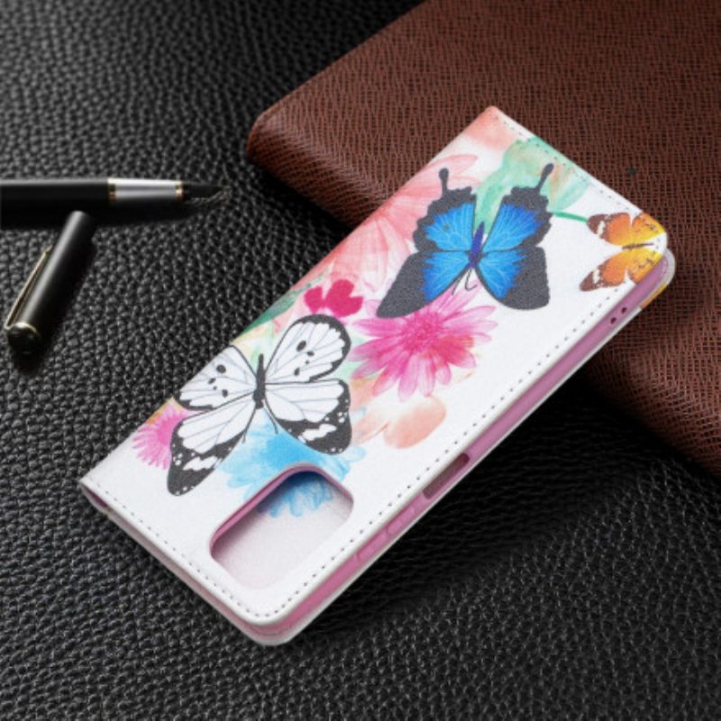 Folio Cover Xiaomi Redmi Note 10 / 10S Custodia in pelle Farfalle Colorate