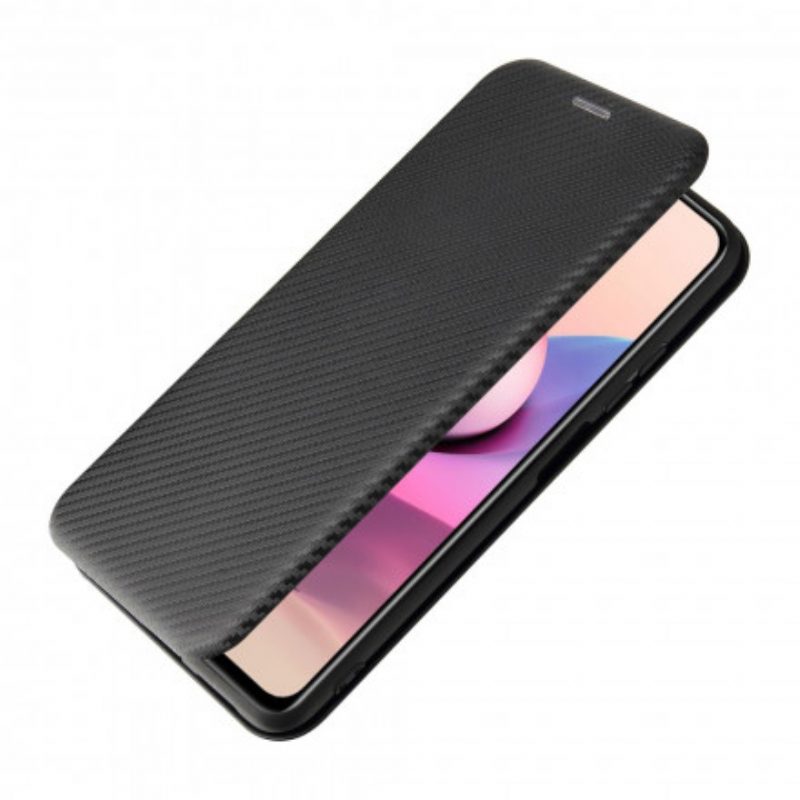 Folio Cover Xiaomi Redmi Note 10 / 10S Custodia in pelle Fibra Di Carbonio Con Anello Di Supporto