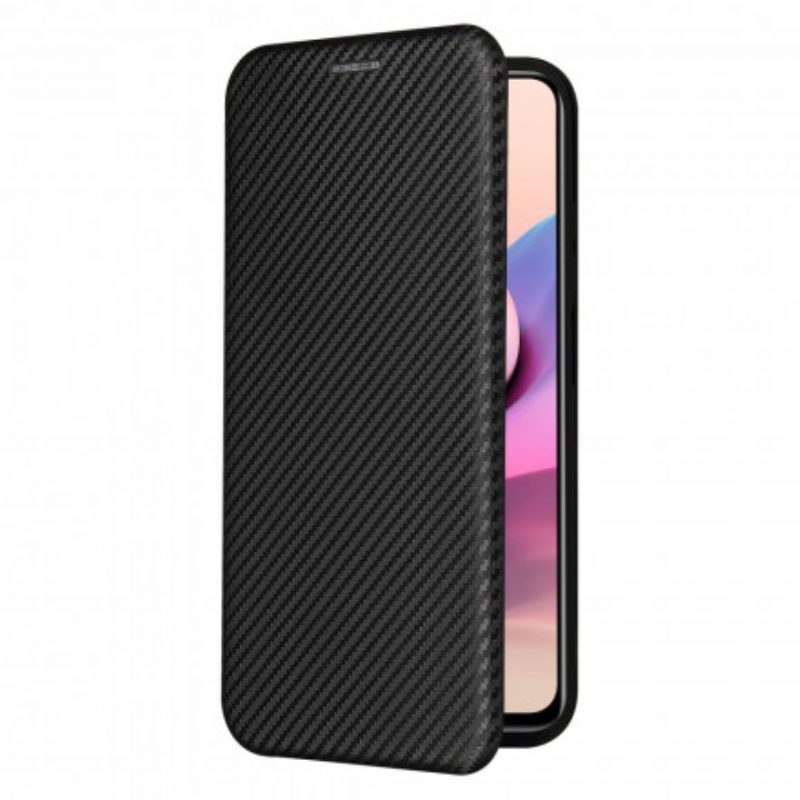 Folio Cover Xiaomi Redmi Note 10 / 10S Custodia in pelle Fibra Di Carbonio Con Anello Di Supporto